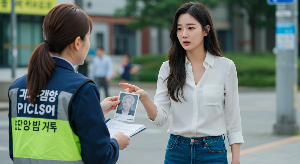 치매 환자 실종 신고하는 여성 이미지