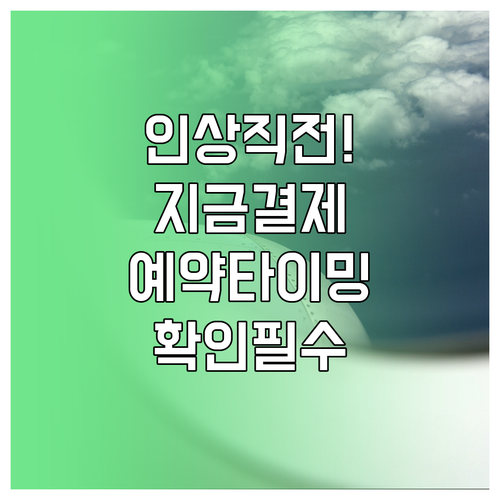 비행기 표 유류할증료 인상 전 결제 ..