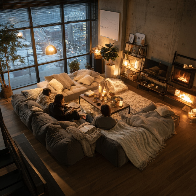 겨울철 집안의 거실