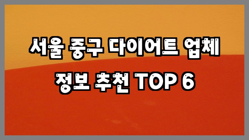 서울 중구 다이어트