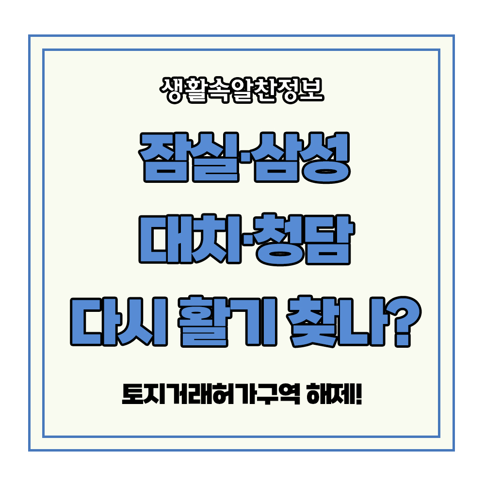 토지거래허가구역 해제 잠실 삼성 대치 청담 부동산 갭투자
