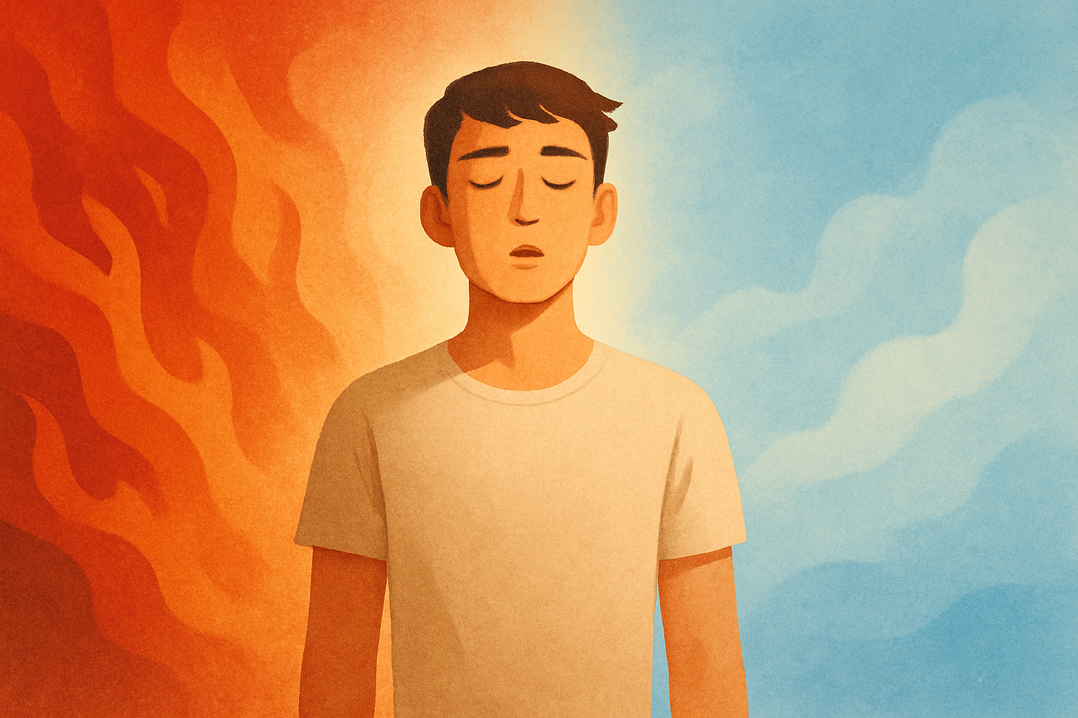 분노와 평온의 대비