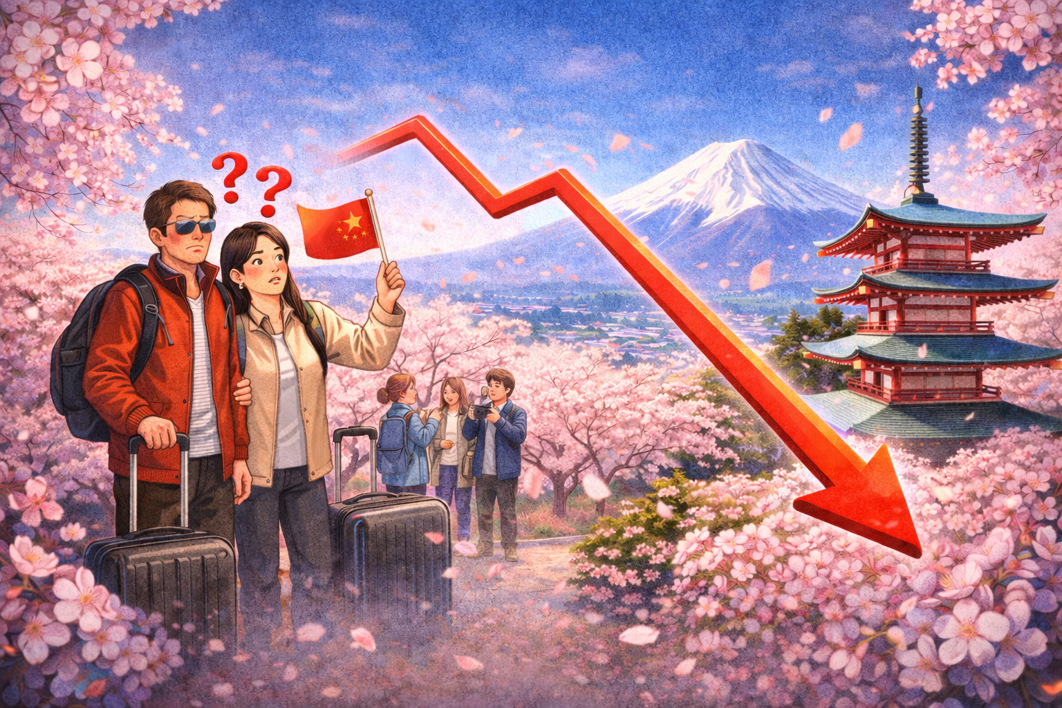 일본 벚꽃 시즌 중국인 관광객 감소 이미지