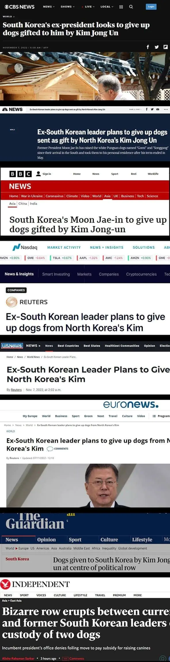 문재인 풍산개 파양 외신 보도