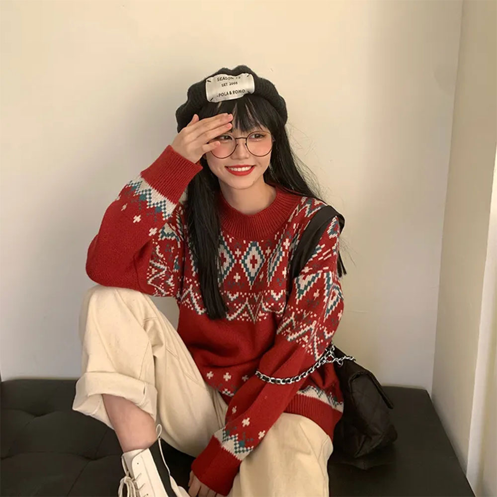 가을 빈티지 크리스마스 니트