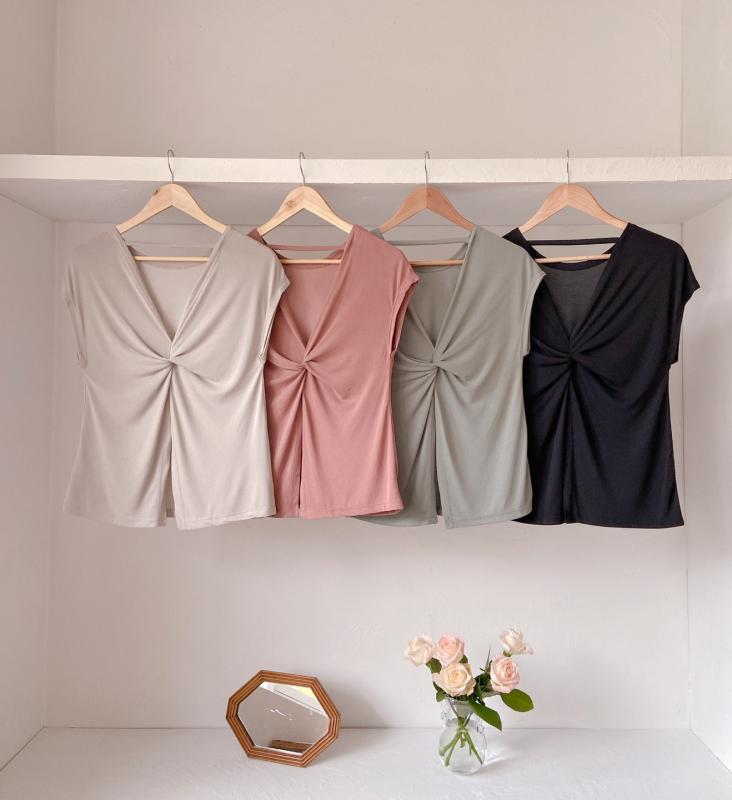 뮤토웨어 프리미엄 뒷트임 모달 필라테스복 필라테스옷 상의 운동복 반팔 요가 복