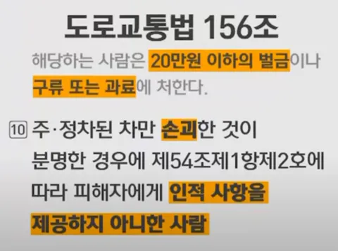 도로교통법 제156조 제10호 조항