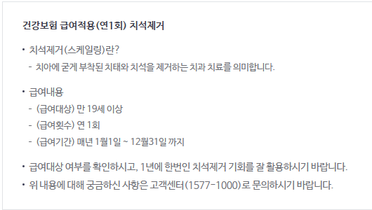 건강보험 급여적용 내용