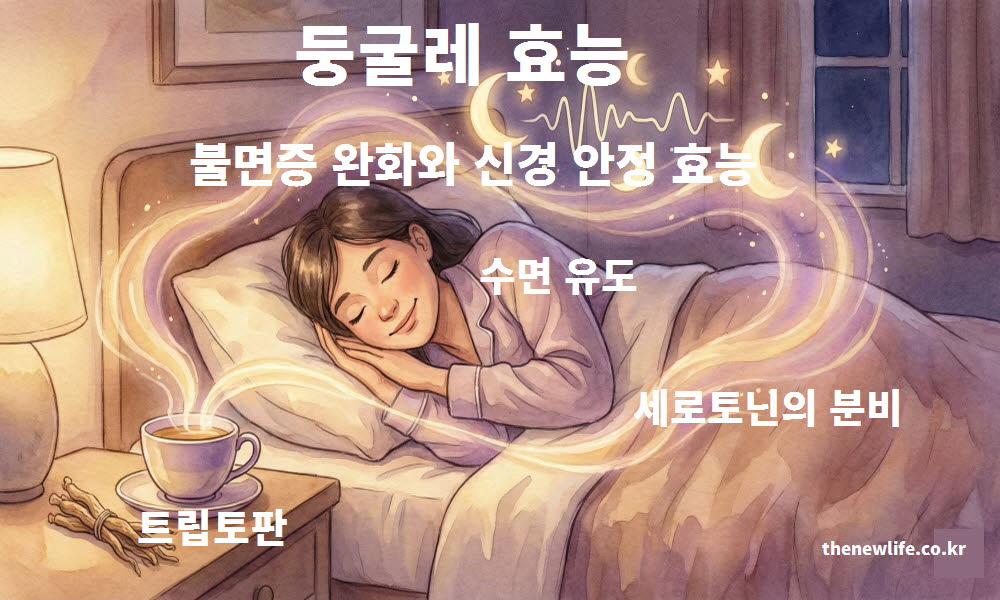 둥굴레 차 효능이 신경을 안정시키고 불면증을 완화하는 작용을 설명하는 이미지