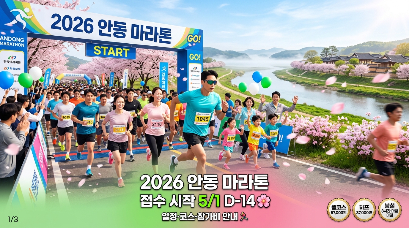 2026 안동마라톤 접수 D-14! 5/1 오전10시 오픈 일정&middot;코스&middot;참가비 완벽 정리