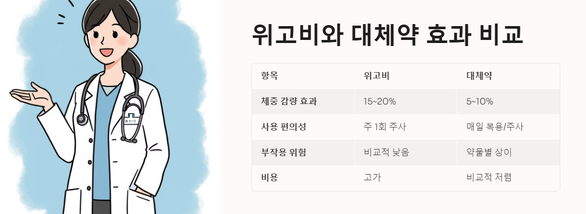 위고비와 대체약의 효과 비교