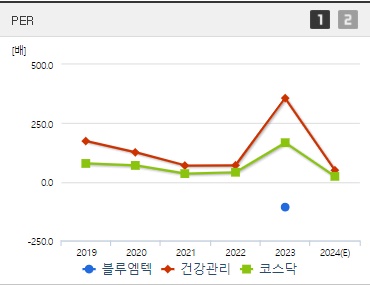 블루엠텍 주가 PER