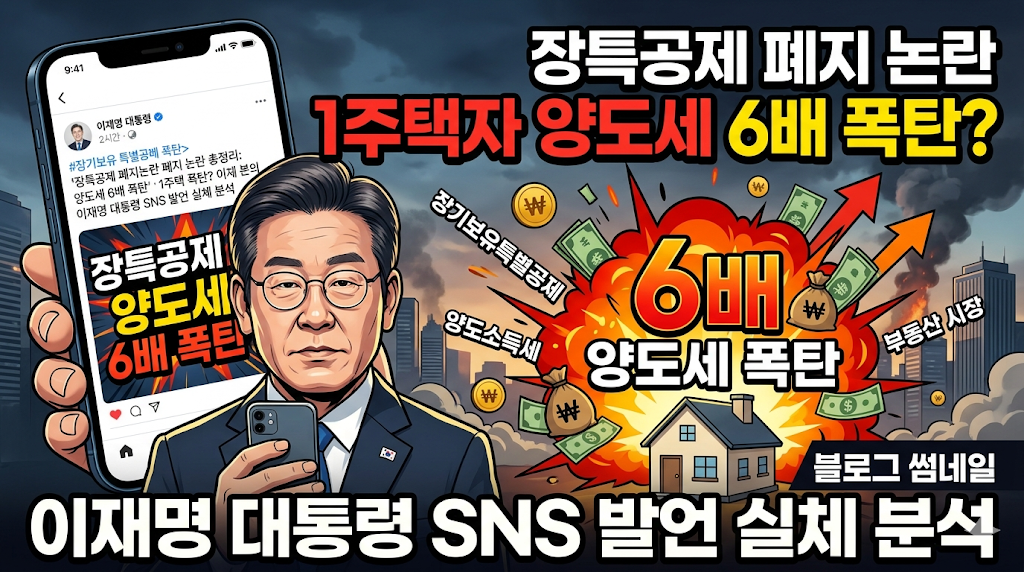 장기보유특별공제 폐지 논란 총정리: 1주택자 양도세 6배 폭탄? 이재명 대통령 SNS 발언 실체 분석