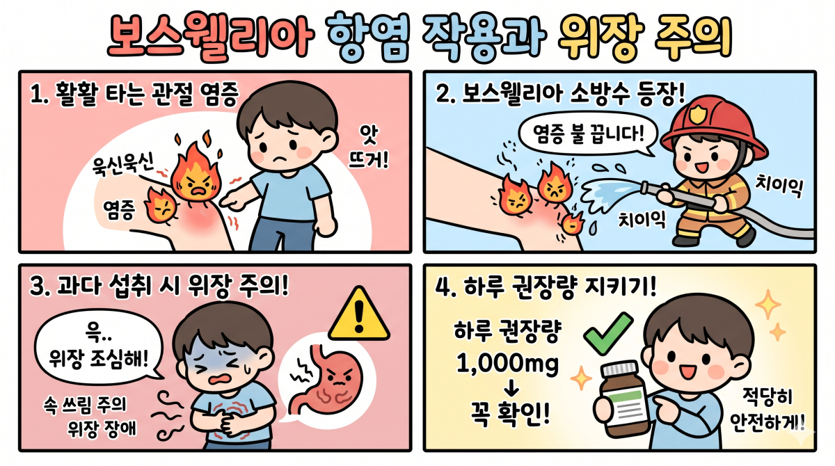 보스웰리아 항염 작용과 위장 주의