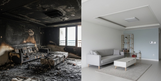 장흥 화재청소 후 복구 인테리어