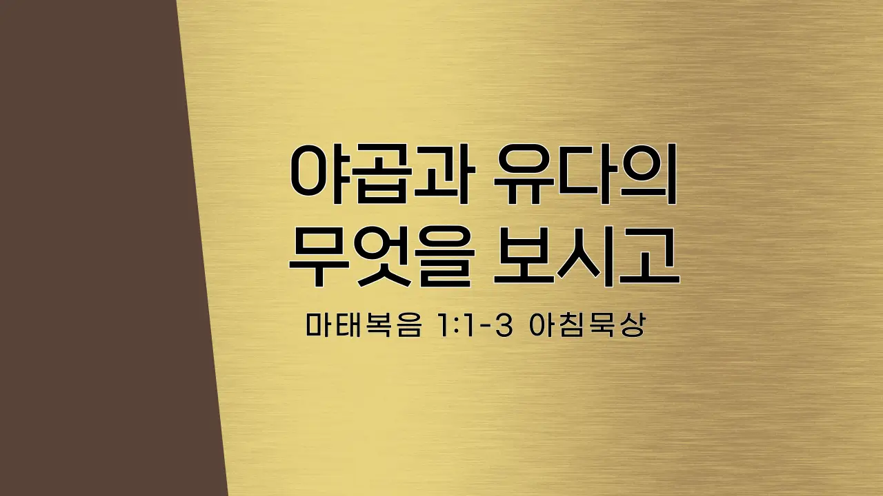 마태복음 1:1-3 아침묵상, 야곱과 유다의 무엇을 보시고 썸네일