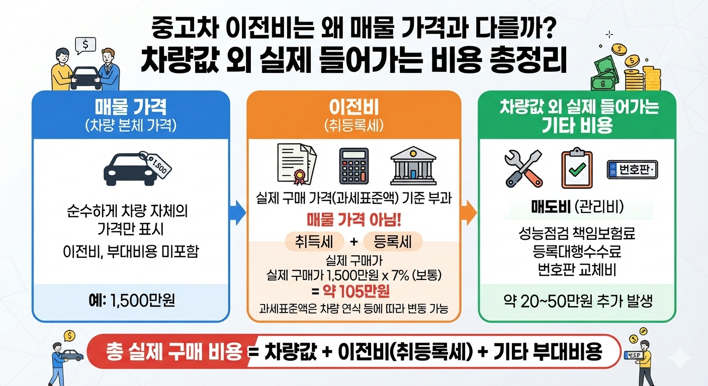 중고차 이전비는 왜 매물 가격과 다를까? 차량값 외 실제 들어가는 비용 총정리