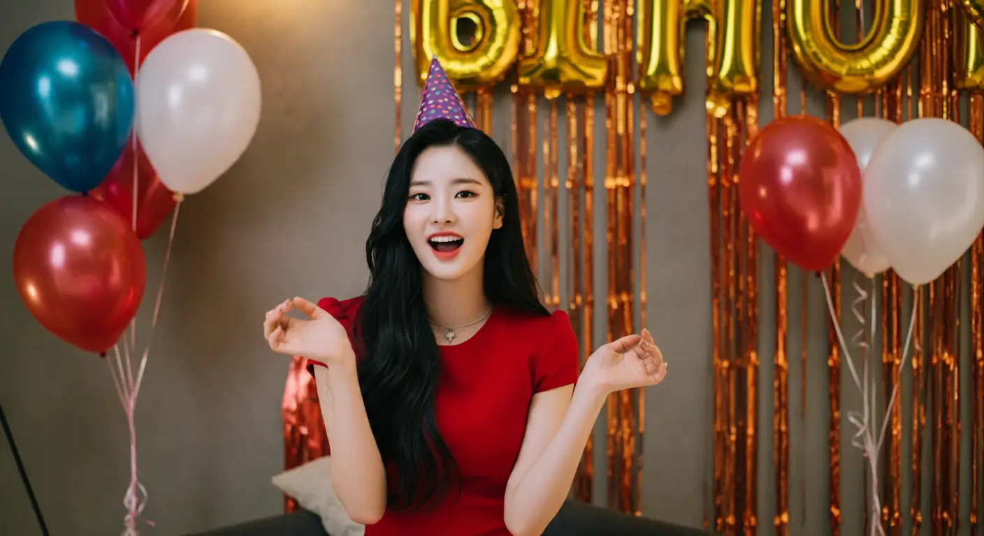 생일파티를 하는 여성