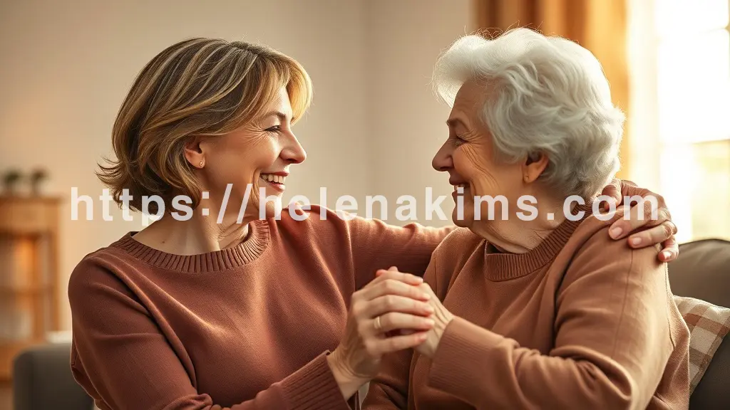 시어머니와 며느리가 손잡고 행복해 하는 모습.