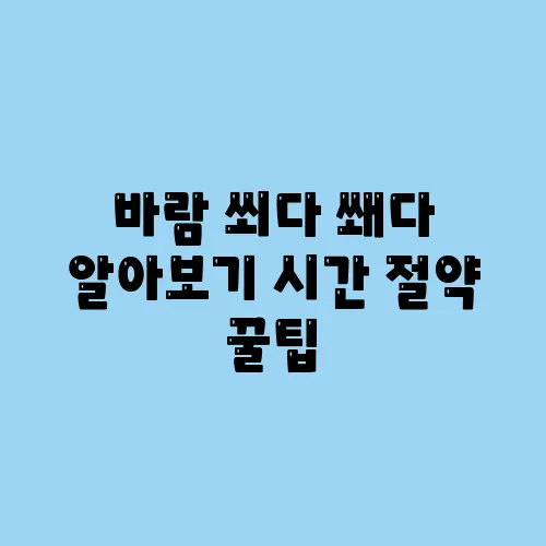 바람 쐬다 쐐다 알아보기 시간 절약 꿀팁
