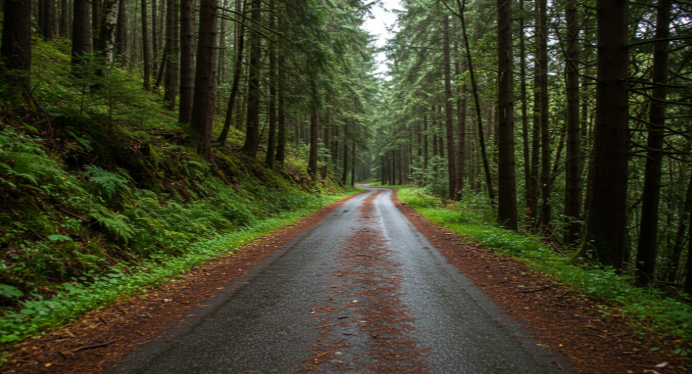비 갠 후의 숲길