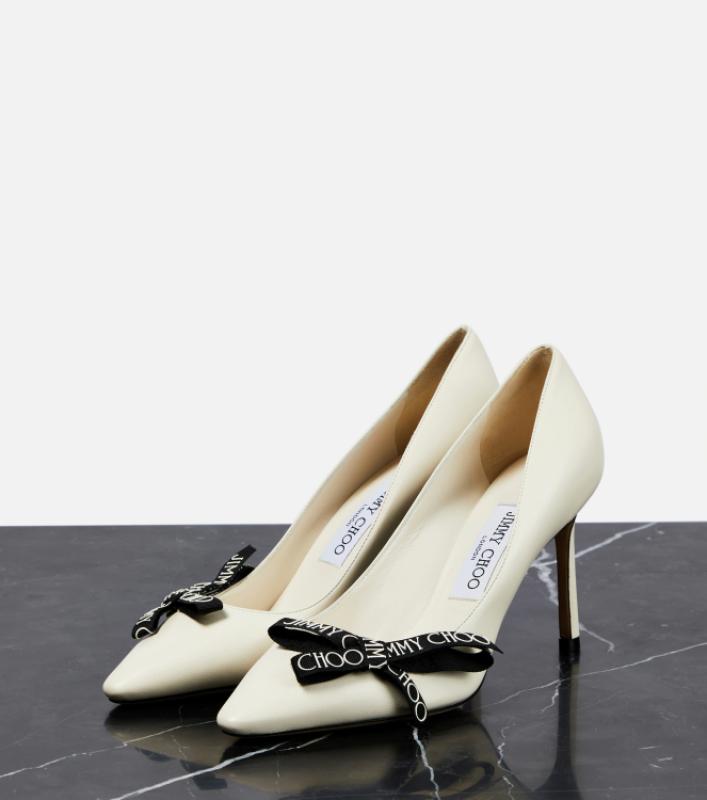 지미추 구두 로미 85 펌프스 힐 로고 리본