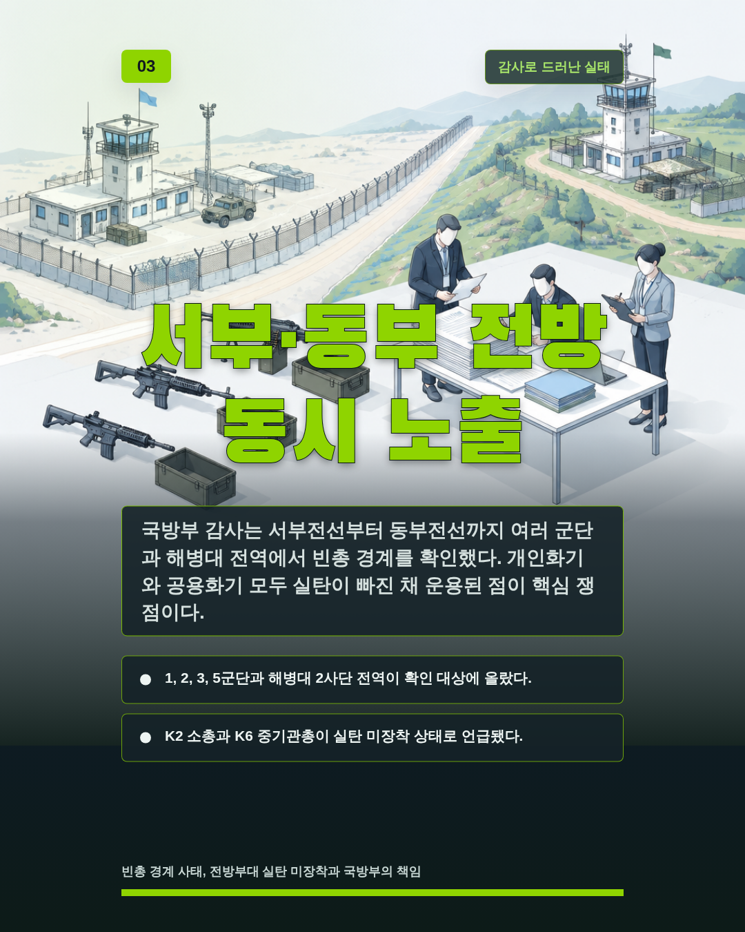 서부·동부 전방 동시 노출