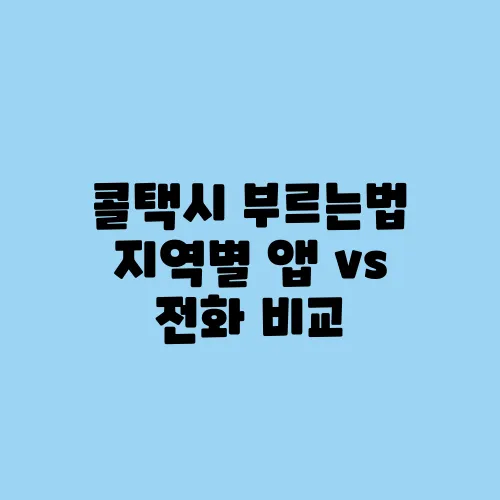 콜택시 부르는법 지역별 앱 vs 전화 비교