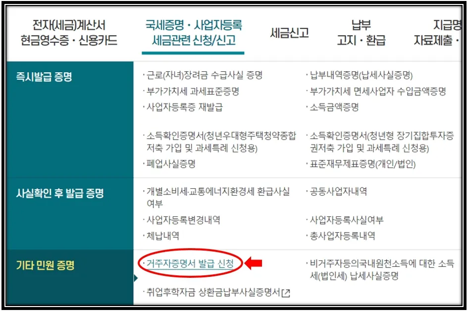 거주자증명서 발급 1