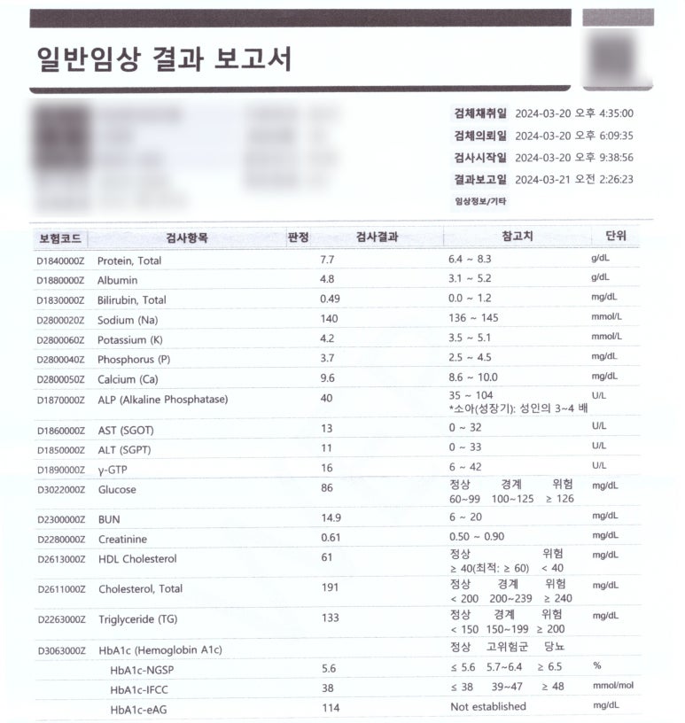 임전당 첫 출산후 피검사