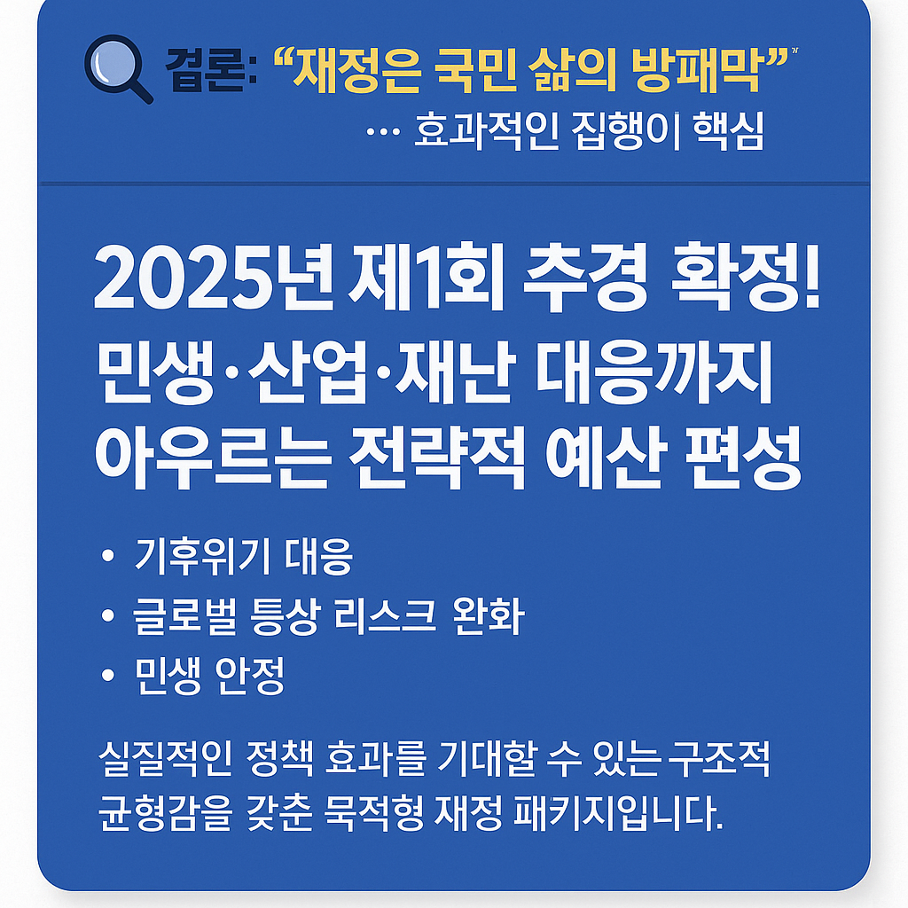 2025년 제1회 추경 확정! 민생&middot;산업&middot;재난 대응까지 아우르는 전략적 예산 편성