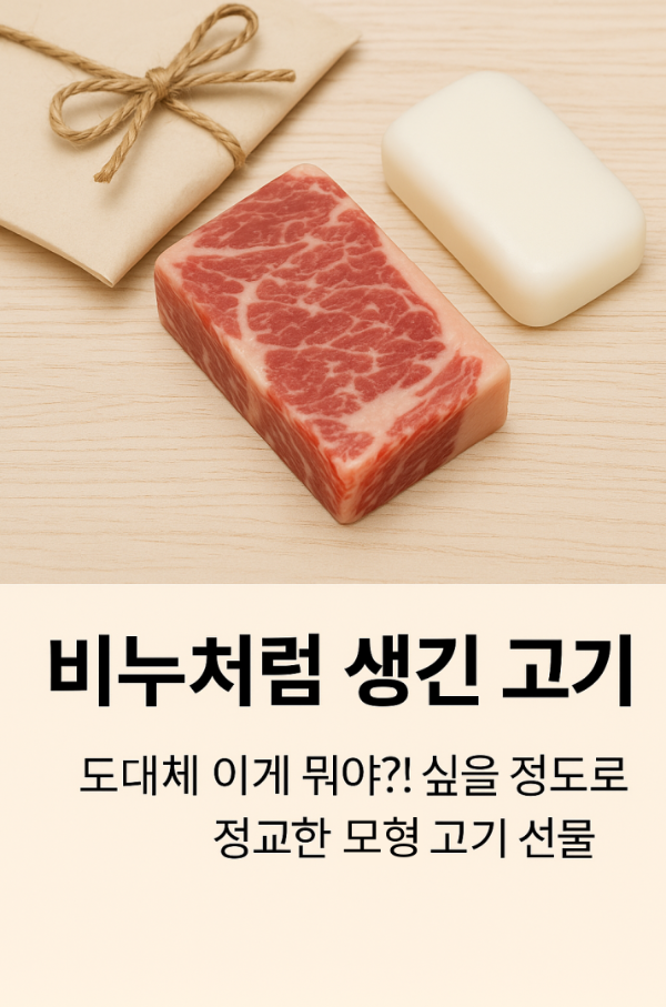 비누처럼 생겼지만 실제로 구워 먹을 수 있는 고기 선물 이미지