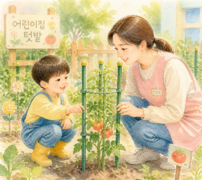 지지대 설치 시 끝 부분이 뾰족하지 않도록 조심합니다(AI생성 이미지)