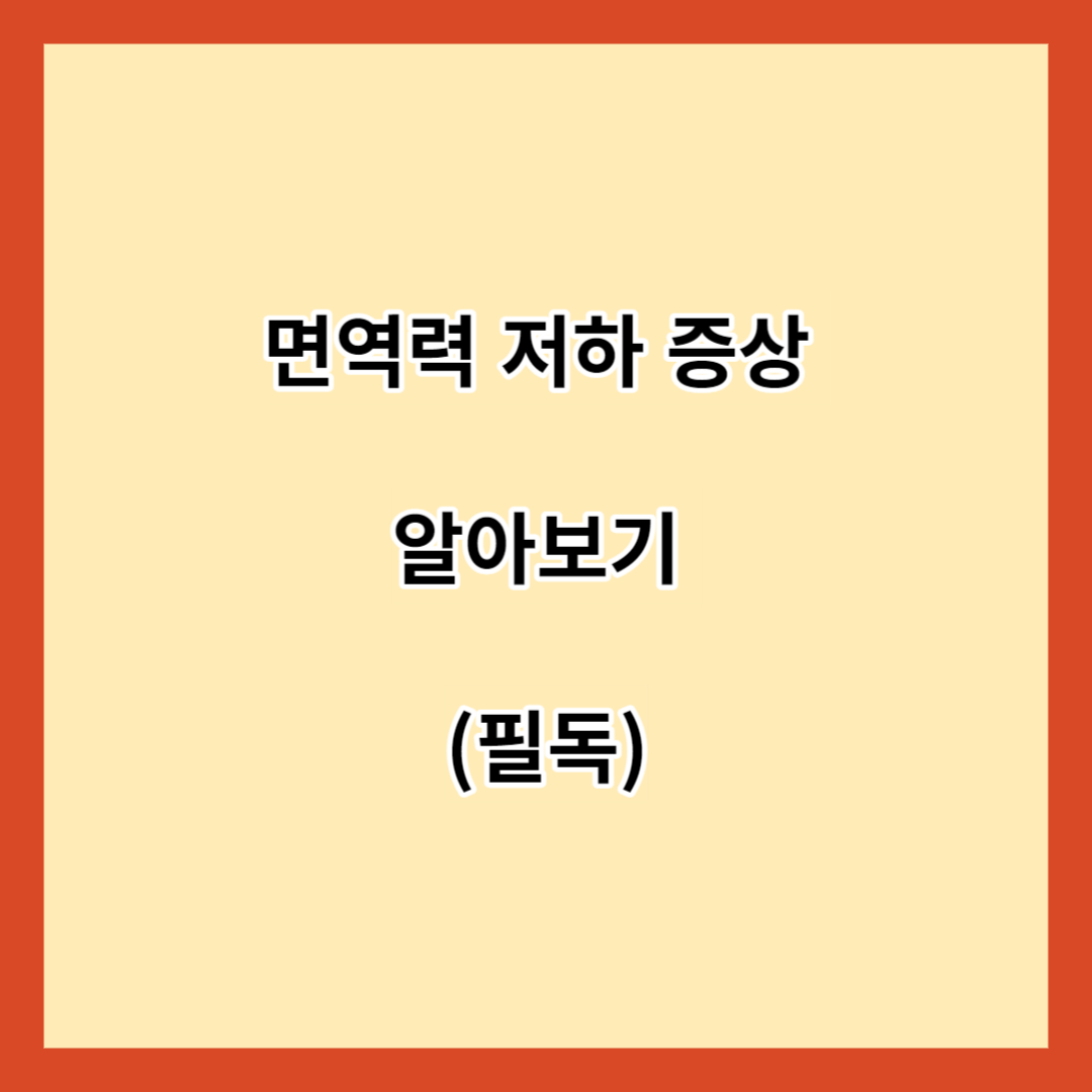 면역력 저하 증상 알아보기 (필독)