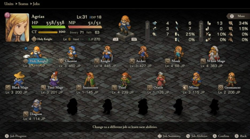 파이널 판타지 택틱스 리메이크 스팀게임 잡 시스템