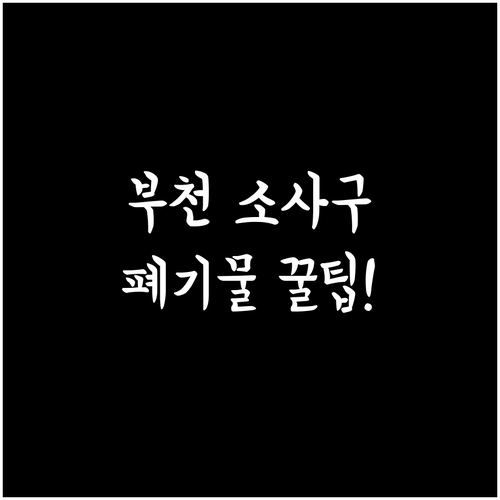 부천 소사구 대형 폐기물 수거 신청 ..