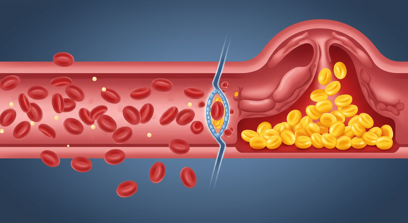 균형 잡힌 적혈구 흐름과 최소한의 지방 입자를 가진 건강한 혈류를 깔끔하고 전문적으로 표현한 사진