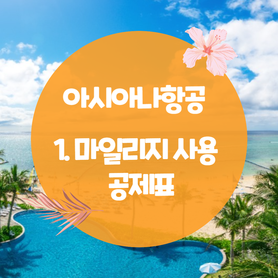 아시아나항공 마일리지 공제표 및 마일리지 항공권 예약