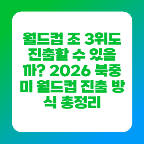 월드컵 조 3위도 진출할 수 있을까? 2026 북중미 월드컵 진출 방식 총정리