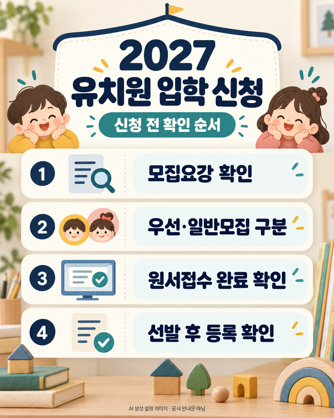 2027 유치원 입학 신청 방법, 모집요강 확인부터 우선&middot;일반모집 접수까지