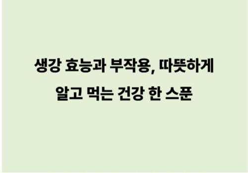 생강 효능과 부작용, 따뜻하게 알고 먹는 건강 한 스푼