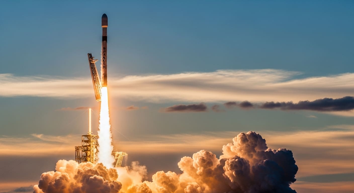 스페이스X 관련주를 보여주는 로켓 발사 장면