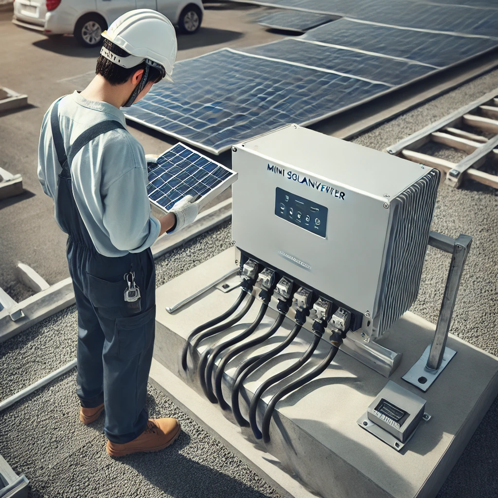 미니 태양광 인버터 점검 및 유지보수 중인 모습