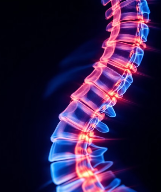 척추측만증으로 휘어진 척추