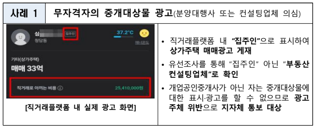 무자격자의 중개대상물 광고(분양대행사 또는 컨설팅업체 의심)