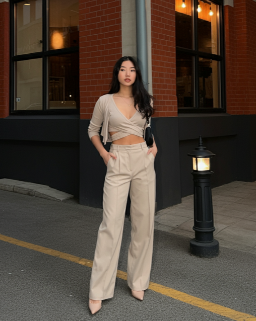 하이웨이스트 와이드 슬랙스