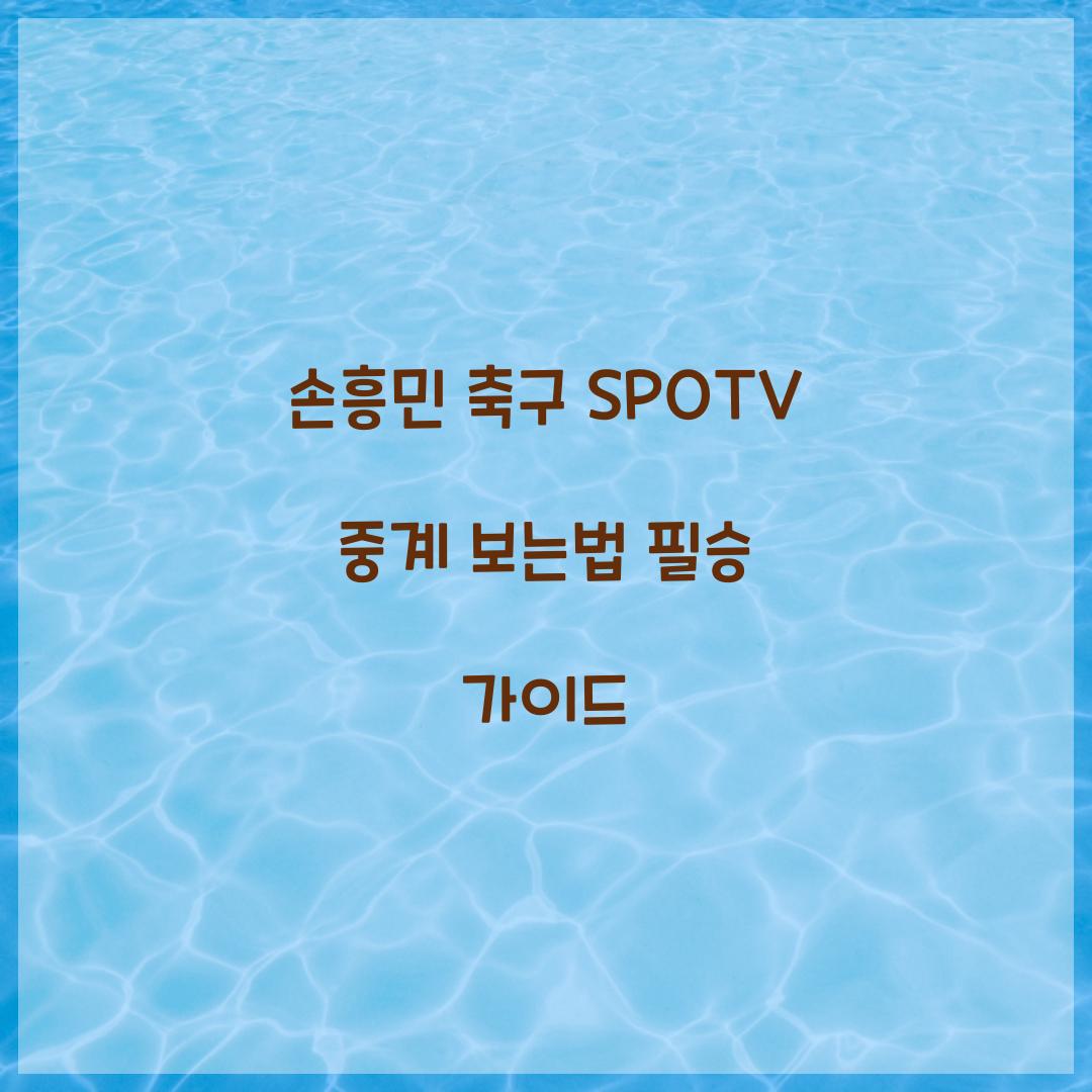 손흥민 축구 SPOTV 중계 보는법