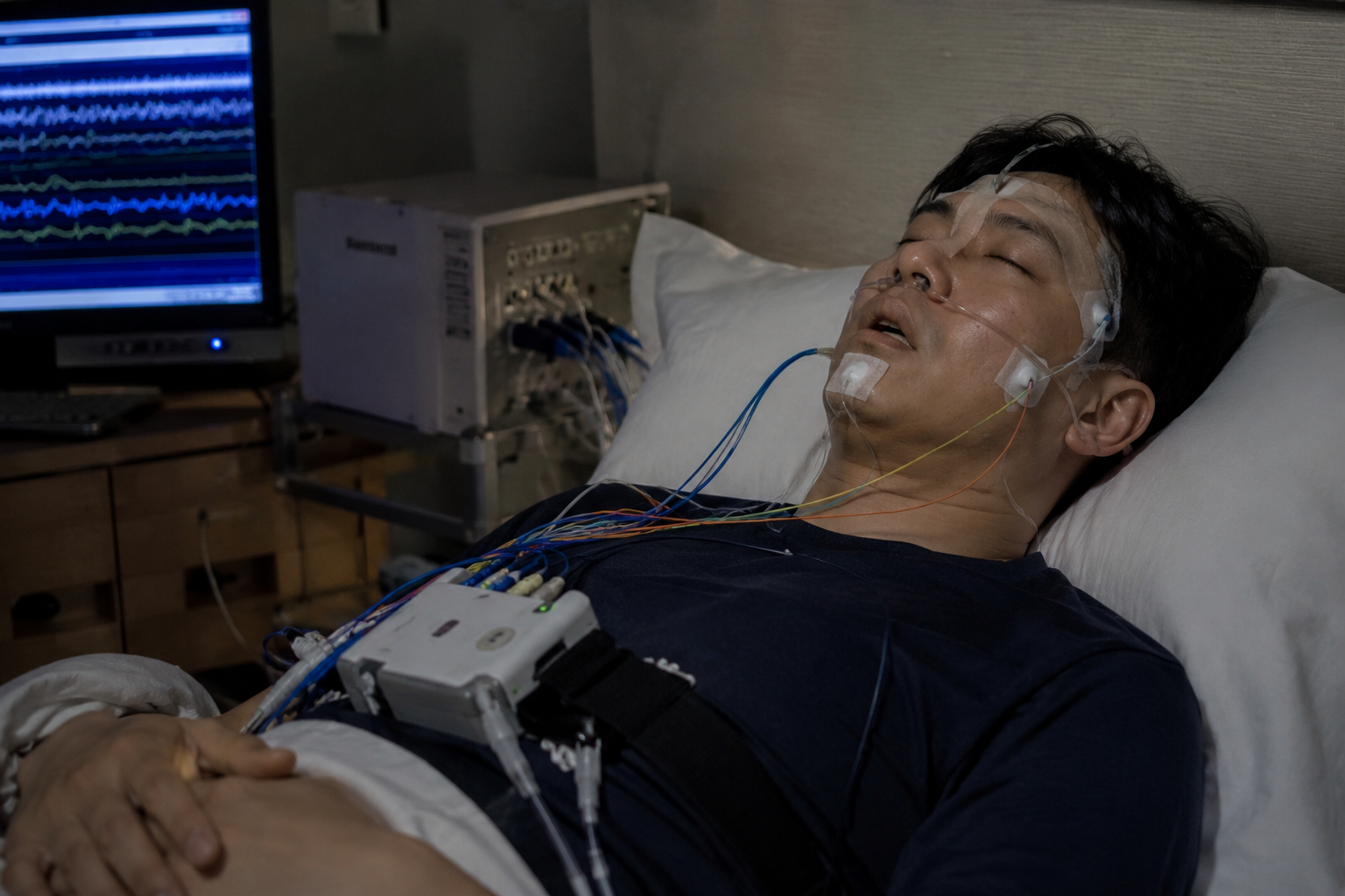 수면다원검사 받는 환자의 모습