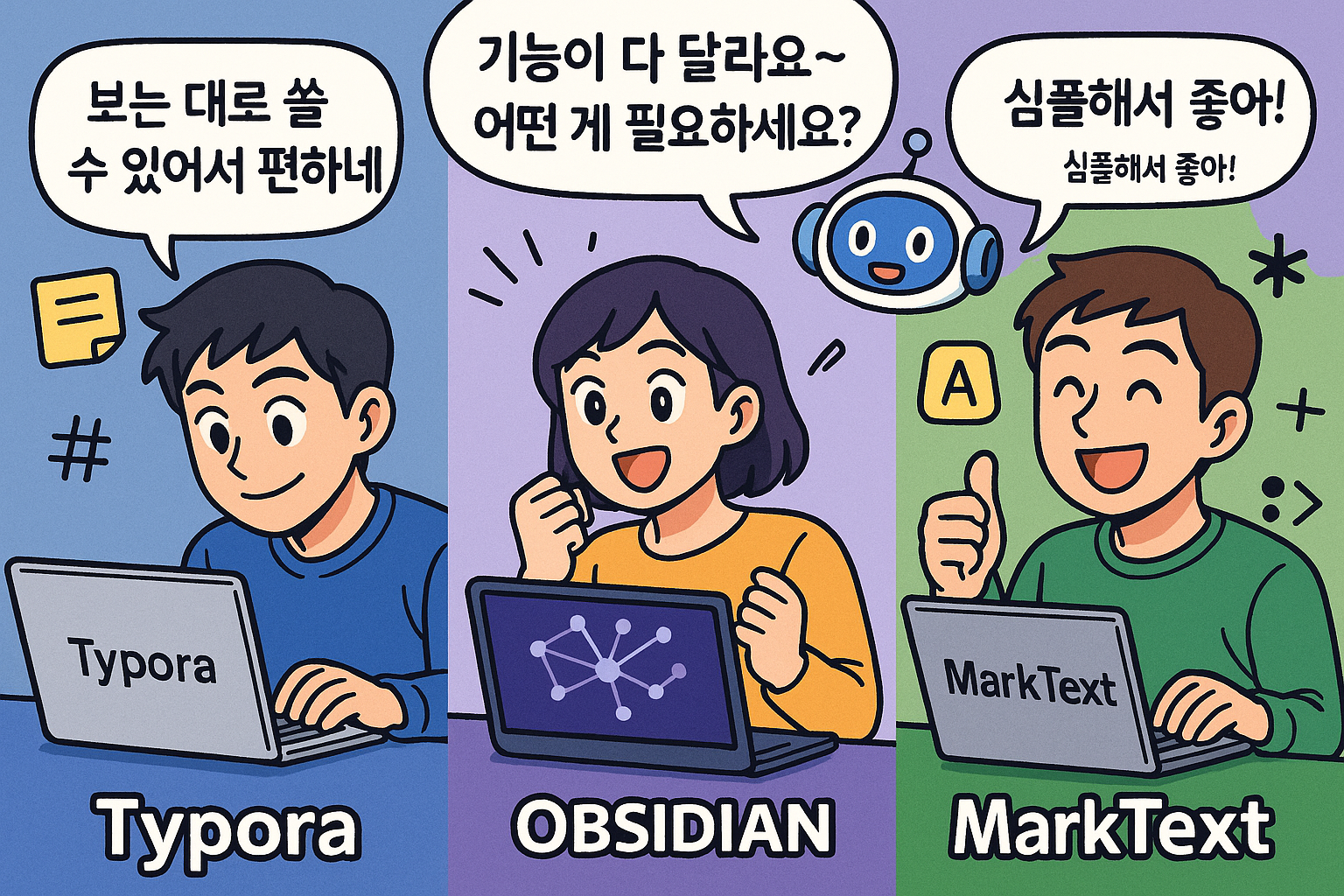 마크다운 에디터 3종 상세 기능 비교