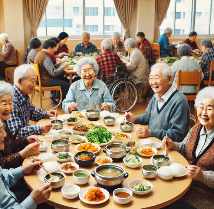 함께 식사는 어르신들
